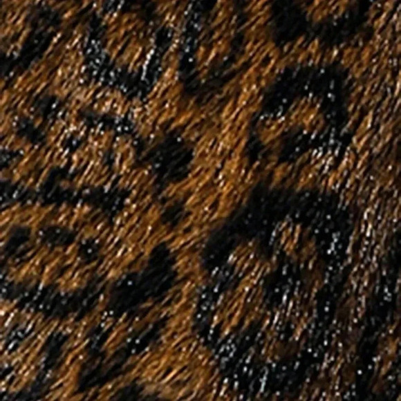 Coffee Brown Casual Women's Long Sleeve Fluffy Leopard Print Button Coat - Picture 8 of 8